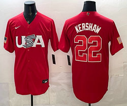 Team USA #22 Clayton Kershaw Red 2026 World Baseball Classic Stadium Jersey