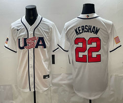 Team USA #22 Clayton Kershaw White 2026 World Baseball Classic Stadium Jersey