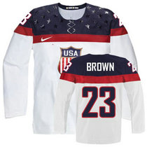 Team USA #23 Dustin Brown White Home 2014 Olympic Authentic Stitched Hockey Jersey