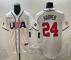 Team USA #24 Bryce Harper White 2026 World Baseball Classic Stadium Jersey
