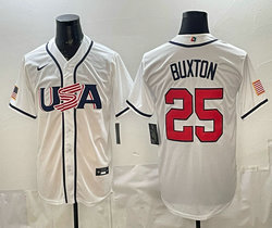 Team USA #25 Byron Buxton White 2026 World Baseball Classic Stadium Jersey