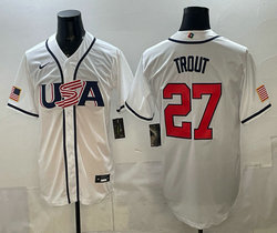 Team USA #27 Mike Trout White 2026 World Baseball Classic Stadium Jersey