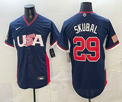 Team USA #29 Tarik Skubal Navy 2026 World Baseball Classic Stadium Jersey 2