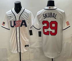 Team USA #29 Tarik Skubal White 2026 World Baseball Classic Stadium Jersey 2