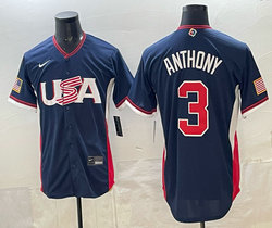Team USA #3 Roman Anthony Navy 2026 World Baseball Classic Stadium Jersey