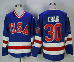 Team USA #30 Jim Craig Blue Hockey Jersey