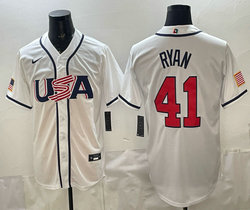 Team USA #41 Joe Ryan White 2026 World Baseball Classic Stadium Jersey