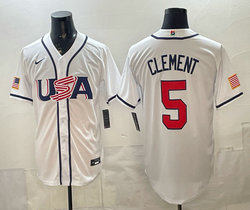 Team USA #5 Ernie Clement White 2026 World Baseball Classic Stadium Jersey
