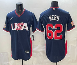 Team USA #62 Logan Webb  Navy 2026 World Baseball Classic Stadium Jersey