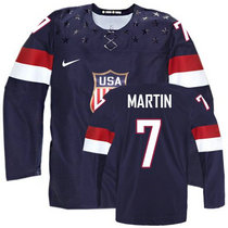 Team USA #7 Paul Martin Navy Blue Away 2014 Olympic Authentic Stitched Hockey Jersey