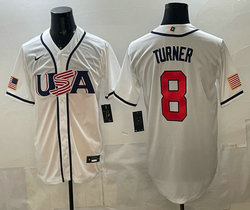 Team USA #8 Trea Turner White 2026 World Baseball Classic Stadium Jersey