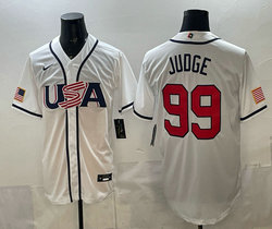 Team USA #99 Aaron Judge White 2026 World Baseball Classic Stadium Jersey