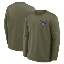 Tennessee Titans Olive 2025 Salute To Service Sideline Coaches Therma-FIT Long Sleeve Shirt