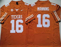 Texas Longhorns #16 Morgan Wallen Orange Collar With logo F.U.S.E Authentic stitched Football jersey