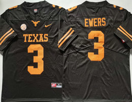 Texas Longhorns #3 Quinn Ewers Black Collar With logo F.U.S.E Authentic stitched Football jersey