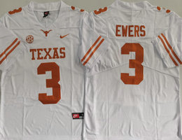 Texas Longhorns #3 Quinn Ewers White Collar With logo F.U.S.E Authentic stitched Football jersey