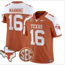 Texas Longhorns #16 Arch Manning Yellow Thanksgiving F.U.S.E with patch NCAA jersey