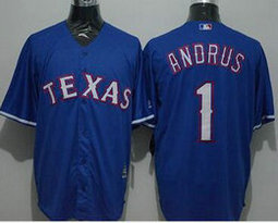 Texas Rangers #1 Elvis Andrus Blue Game Authentic Stitched MLB jersey