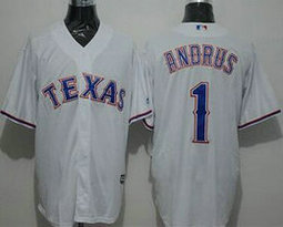Texas Rangers #1 Elvis Andrus White Game Authentic Stitched MLB jersey