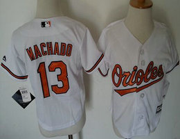 Toddler Baltimore Orioles #13 Manny Machado White New Majestic Authentic Stitched MLB Jersey