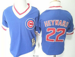 Toddler Chicago Cubs #22 Jason Heyward Blue Majestic Authentic Stitched MLB Jersey