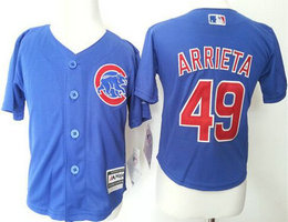 Toddler Chicago Cubs #49 Jake Arrieta Blue New Majestic Authentic Stitched MLB Jersey