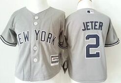 Toddler New York Yankees #2 Derek Jeter Grey New Majestic Authentic Stitched MLB Jersey