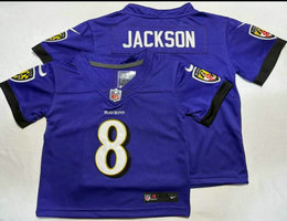 Toddler Nike Baltimore Ravens #8 Lamar Jackson Purple Authentic stitched NFL jersey