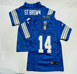 Toddler Nike Detroit Lions #14 Amon Ra St Brown Blue Authentic Stitched NFL Jersey