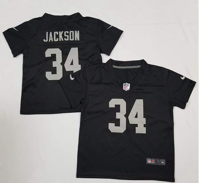 Toddler Nike Las Vegas Raiders #34 Bo Jackson Black Authentic Stitched NFL Jersey