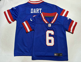 Toddler Nike New York Giants #6 Jaxson Dart Blue Throwback Authentic Stitched NFL Jersey