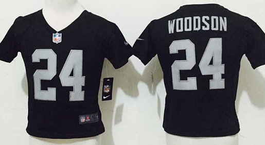 Toddler Nike Oakland Raiders #24 Charles Woodson Black Authentic stitched NFL jersey