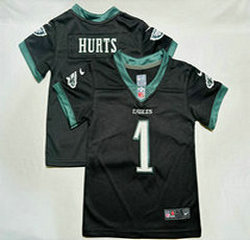 Toddler Nike Philadelphia Eagles #1 Jalen Hurts Black Authentic Stitched NFL Jersey