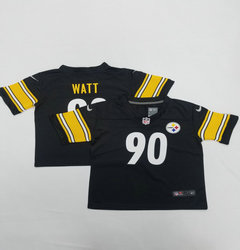Toddler Nike Pittsburgh Steelers #90 T. J. Watt Black Authentic Stitched NFL Jersey