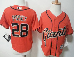 Toddler San Francisco Giants #28 Buster Posey Orange New Majestic Authentic Stitched MLB Jersey