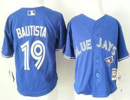 Toddler Toronto Blue Jays #19 Jose Bautista Blue New Majestic Authentic stitched MLB jersey