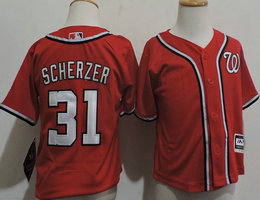 Toddler Washington Nationals #31 Max Scherzer Red New Majestic Authentic Stitched MLB Jersey