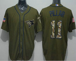 Toronto Blue Jays #11 Kevin Pillar Green Salute to Service Game Authentic Stitched MLB Jersey