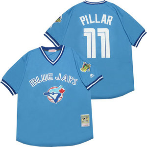 Toronto Blue Jays #11 Kevin Pillar Light Blue Pullover Throwback Stitched MLB Jersey