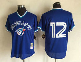 Toronto Blue Jays #12 Roberto Alomar Blue No name Throwback Authentic Stitched MLB Jersey