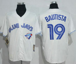Toronto Blue Jays #19 Jose Bautista Home White Throwback Authentic Stitched MLB Jersey 2