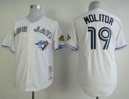 Toronto Blue Jays #19 Paul Molitor White 1993 Throwback Authentic stitched MLB jersey 2