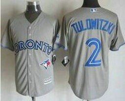 Toronto Blue Jays #2 Troy Tulowitzki Away Gray Game Authentic Stitched MLB Jersey