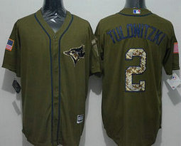 Toronto Blue Jays #2 Troy Tulowitzki Olive Green Game Authentic Stitched MLB Jersey