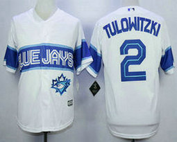 Toronto Blue Jays #2 Troy Tulowitzki White Game Authentic Stitched MLB Jersey