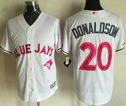 Toronto Blue Jays #20 Josh Donaldson White Mother's Day Game Authentic Stitched MLB jersey