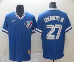 Toronto Blue Jays #27 Vladimir Guerrero Jr Light Blue Pullover Throwback Stitched MLB Jersey