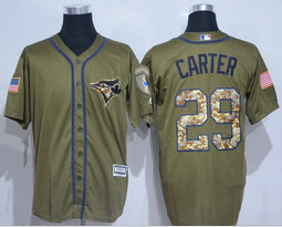 Toronto Blue Jays #29 Joe Carter Green Salute To Service Game Authentic Stitched MLB Jersey