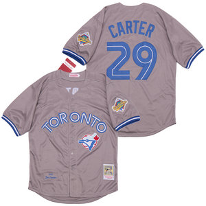 Toronto Blue Jays #29 Joe Carter Grey 1992 Throwback Authentic stitched MLB jersey
