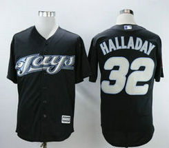 Toronto Blue Jays #32 Roy Halladay Black Game Turn Back The Clock Authentic Stitched MLB Jersey